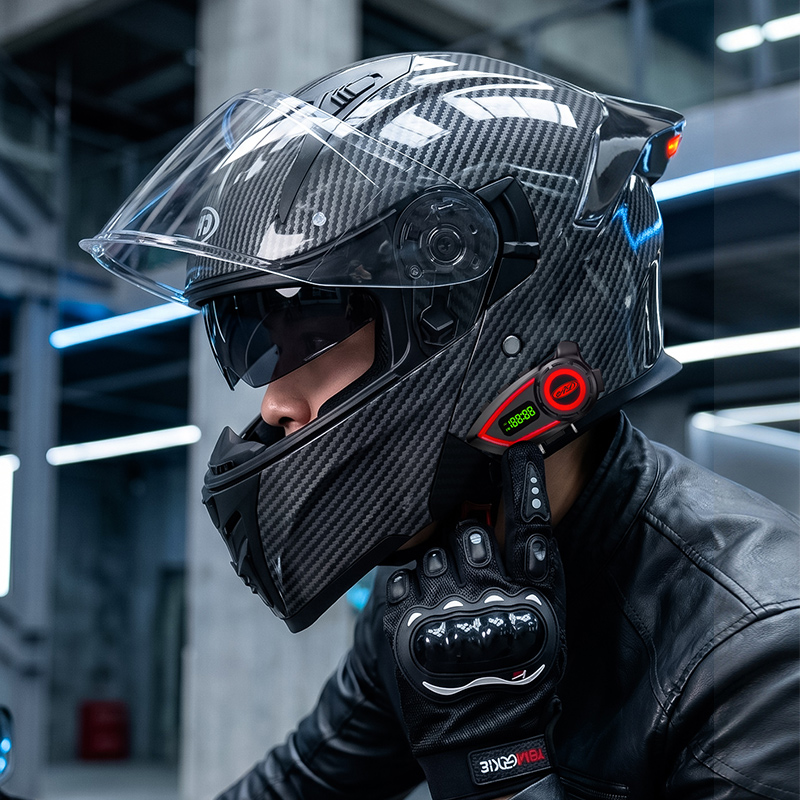 Full Face Motorcycle Helmet With Bluetooth - Cascos de Motocicleta de Material ABS,
